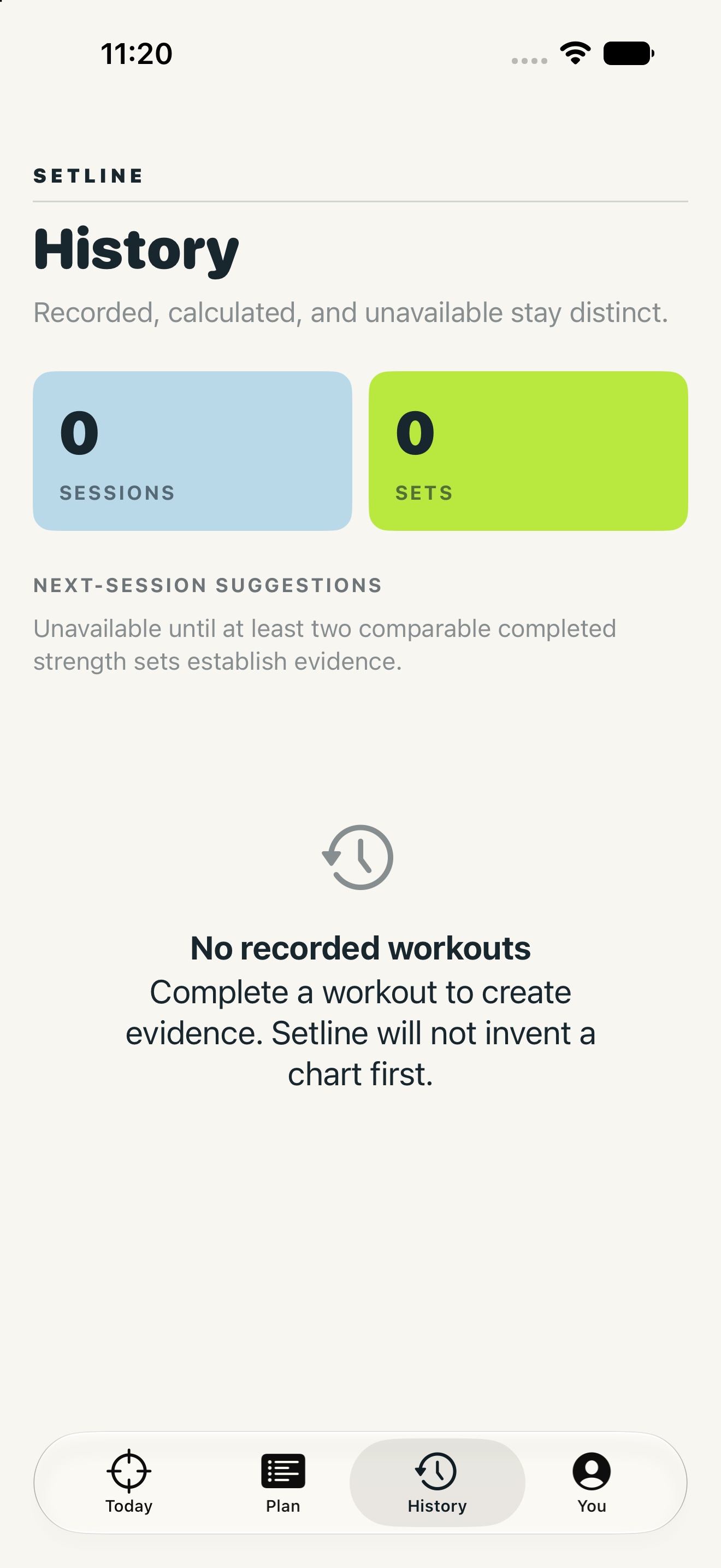 Setline history of recorded sessions
